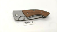 Ozark Trail Folding Pocket Knife Stainless Steel Framelock Plain Edge Wood Inlay