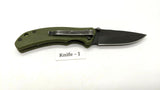 Ozark Trail 19460 Folding Pocket Knife Plain Edge Liner Lock Black SS Green G10