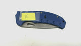 Ozark Trail Single Blade Folding Pocket Knife Combo Edge Liner Lock Blue Nylon