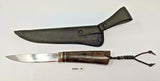 Kizlyar Russian Hunting Knife Hardwood Handle with Embossed Leather Sheath 1