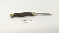 Buck #379 Solo Folding Pocket Knife 3 Pin Wood Handle Brass Bolsters Clip Point