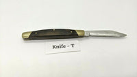 Buck #379 Solo Folding Pocket Knife 3 Pin Wood Handle Brass Bolsters Clip Point