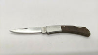 Vtg Barlow Folding Pocket Knife Stainless Steel Bolster w/Wood Handle Lockback