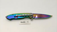 Tac-Force TF-862 USA Design Folding Pocket Knife Plain Edge Frame Lock Rainbow