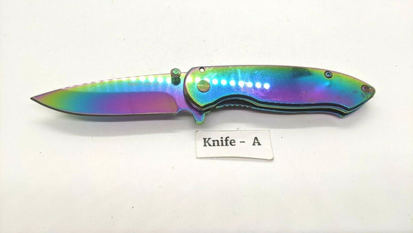 Tac-Force TF-862 USA Design Folding Pocket Knife Plain Edge Frame Lock Rainbow