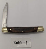 Buck #379 Solo Folding Pocket Knife 3 Pin Wood Handle Brass Bolsters Clip Point