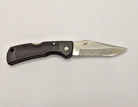 Unbranded Drop Point Combination Blade Lock Back Folding Pocket Knife