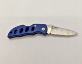 Frost Cutlery Combination Blade Blue Handle Lock Back Folding Pocket Knife