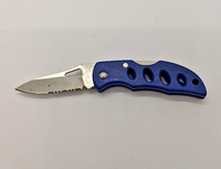 Frost Cutlery Combination Blade Blue Handle Lock Back Folding Pocket Knife