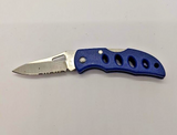 Frost Cutlery Combination Blade Blue Handle Lock Back Folding Pocket Knife