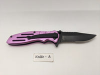 Smith & Wesson Extreme Ops SWA24SP Folding Pocket Knife Combo Edge Liner Pink