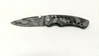 Sheffield Black Camo Single Blade Folding Pocket Knife Frame Lock Plain Edge SS
