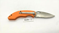 Ozark Trail Outdoor Equipment Folding Pocket Knife Combo Edge Liner Lock Orange