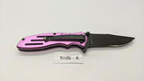 Smith & Wesson Extreme Ops SWA24SP Folding Pocket Knife Combo Edge Liner Pink