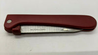 Haidragon Stainless Steel Folding Pocket Fruit Knife Plain Edge Red Vinyl Handle