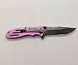 Smith & Wesson ExtremeOps SWA24SP Purple Clip Point Combination Folding Knife