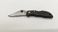 Ruko Model RK7032 Folding Pocket Knife Combo Blade Lockback Black Textured Nylon