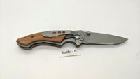 Ozark Trail Folding Pocket Knife Plain Edge Frame Lock Stainless Steel w/Wood