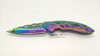MTech USA Ballistic MT-A822 Folding Pocket Knife Spring Assisted Plain Rainbow