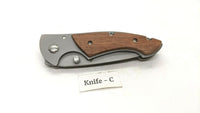 Ozark Trail Folding Pocket Knife Plain Edge Frame Lock Stainless Steel w/Wood