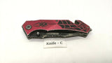 Tac-Force TF-553 Spider Folding Pocket Knife Assisted Combo Edge Liner Red SS