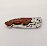 Ozark Trail Plain Edge Drop Point Frame Lock Wood Inlay Folding Pocket Knife