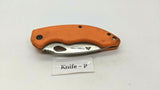 Ozark Trail Outdoor Equipment Folding Pocket Knife Combo Edge Liner Lock Orange