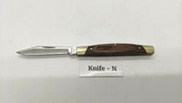 Buck #379 Solo Folding Pocket Knife 3 Pin Wood Handle Brass Bolsters Clip Point
