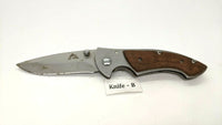 Ozark Trail Folding Pocket Knife Plain Edge Frame Lock Stainless Steel w/Wood