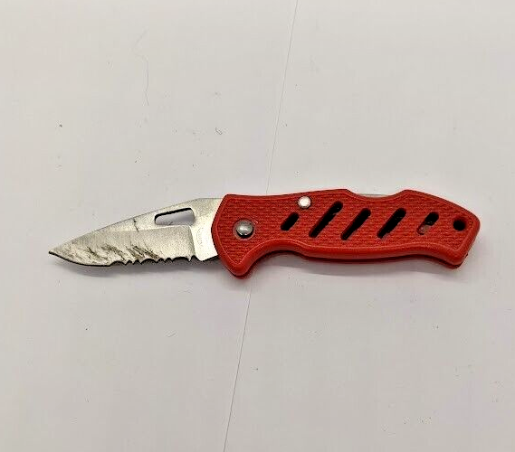 Frost Cutlery Combination Blade Red Handle Lock Back Folding Pocket Knife