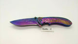 Femme Fatale FF-A008 Folding Pocket Knife Spring Assisted Rainbow Plain Liner SS