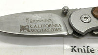 Browning Model 5098 Folding Pocket Knife Plain Edge Frame Lock Camo Rubber & SS
