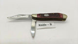 Steel Warrior 2-Blade Peanut Folding Pocket Knife Red Bone Plain Brass Bolsters