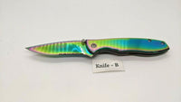 Sheffield Rainbow Folding Pocket Knife Combo Edge Frame Lock Stainless Steel