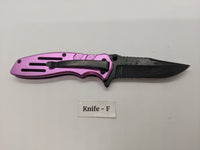 Smith & Wesson Extreme Ops SWA24SP Folding Pocket Knife Combo Edge Liner Pink