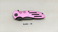 Smith & Wesson Extreme Ops SWA24SP Folding Pocket Knife Combo Edge Liner Pink