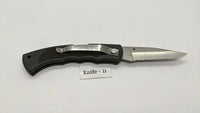 Ozark Trail Folding Pocket Knife Combo Edge Lockback Black Plastic Stainless