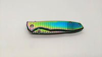 Sheffield Rainbow Folding Pocket Knife Combo Edge Frame Lock Stainless Steel