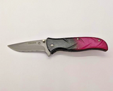 Tiger PSA0006-R Drop Point Plain Edge Liner Lock Pink Black Folding Pocket Knife