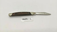 Buck #379 Solo Folding Pocket Knife 3 Pin Wood Handle Brass Bolsters Clip Point