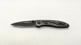 Guidesman Mini Skeleton Folding Pocket Knife Plain Edge Frame Black Stainless