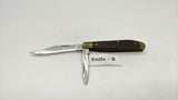 Vtg Sears 2 Blade 95420 Folding Pocket Knife 3 Pin Wood Handle w/Brass Bolsters