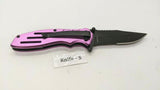 Smith & Wesson Extreme Ops SWA24SP Folding Pocket Knife Combo Edge Liner Pink