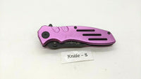 Smith & Wesson Extreme Ops SWA24SP Folding Pocket Knife Combo Edge Liner Pink