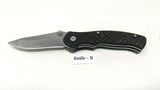 Stanley Tactical Folding Pocket Knife Black Rubber Handle Plain Liner Lock