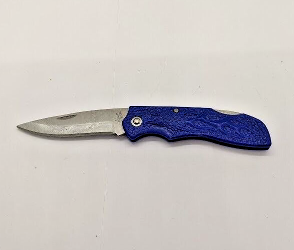 Tac Assault Blue Eagle Drop Point Plain Edge Lock Back Folding Pocket Knife