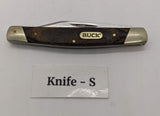Buck #379 Solo Folding Pocket Knife 3 Pin Wood Handle Brass Bolsters Clip Point