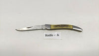 Rite Edge Texas Toothpick Folding Pocket Knife Single Blade White & Brown Bone