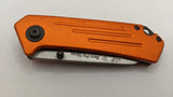 Bass Pro Shops Folding Pocket Knife Plain Edge Liner Lock Orange Handle Tanto