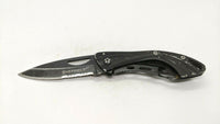 Sheffield Folding Pocket Knife Frame Lock Combination Edge Black Stainless Steel